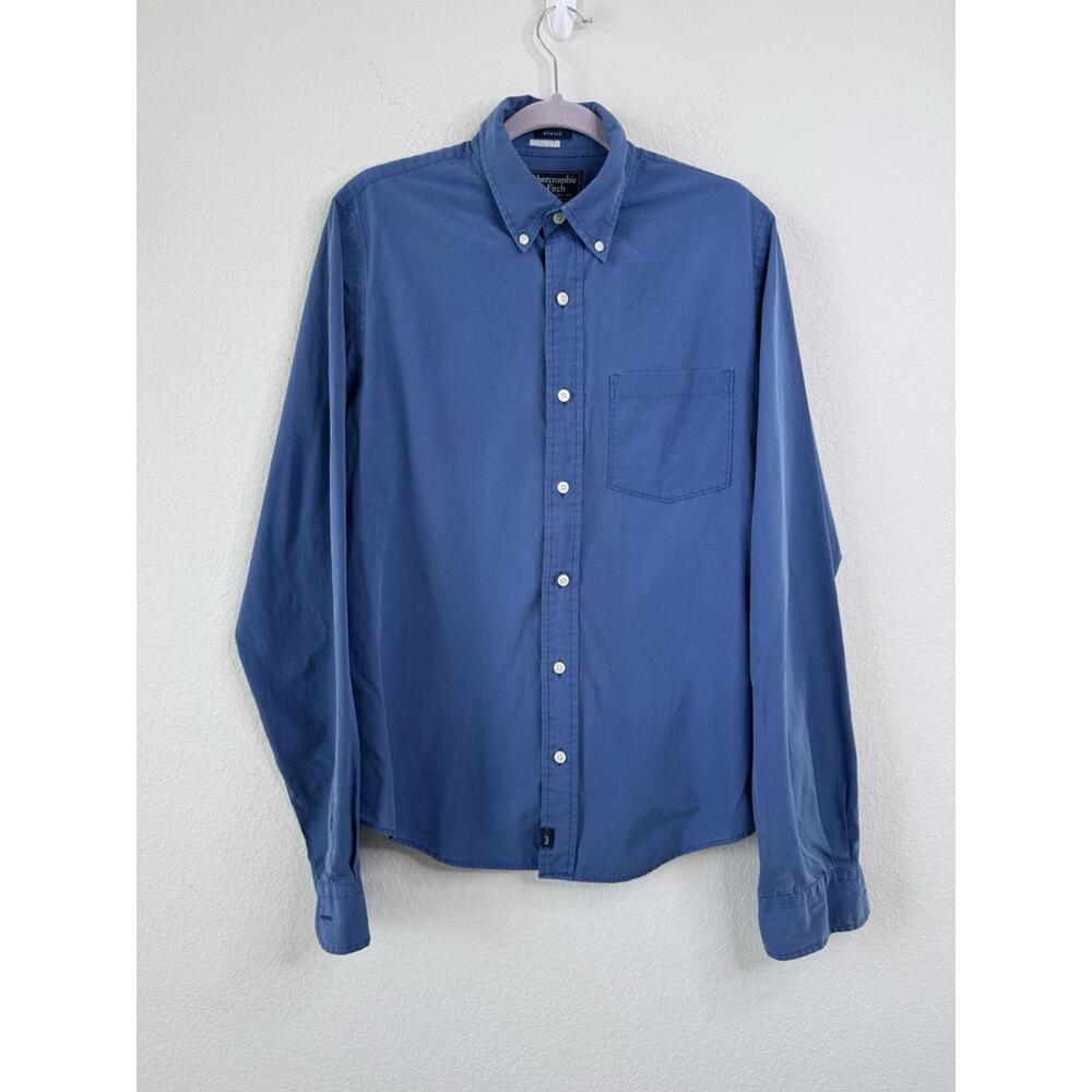 Abercrombie & Fitch Mens Muscle‎ Fit Button Down Shirt Long Sleeve Blue Sz M